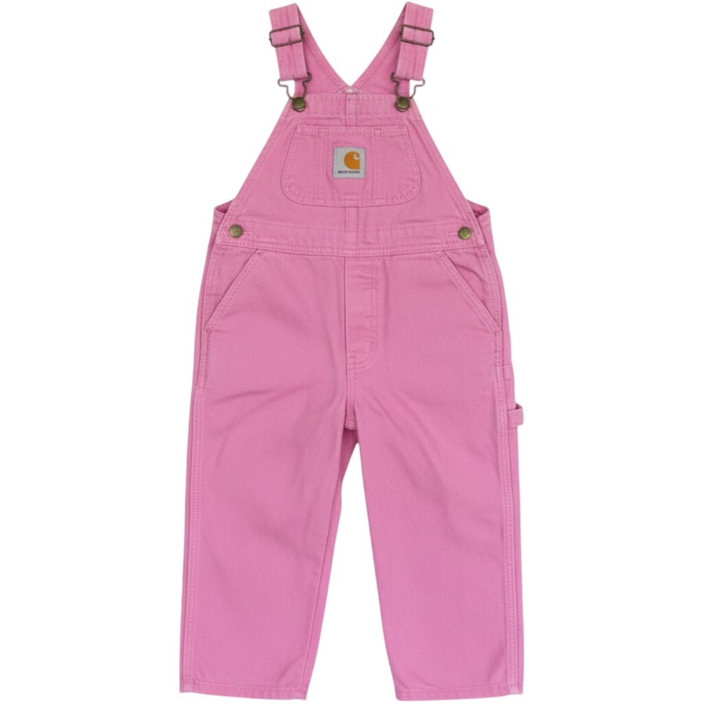 Carhartt Canvas Bib Overalls Toddler 3T Pink Heart Hardware Carpenter Workwear